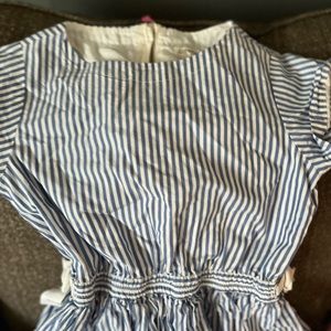 Girls Size 7 Crewcut blue send white dress